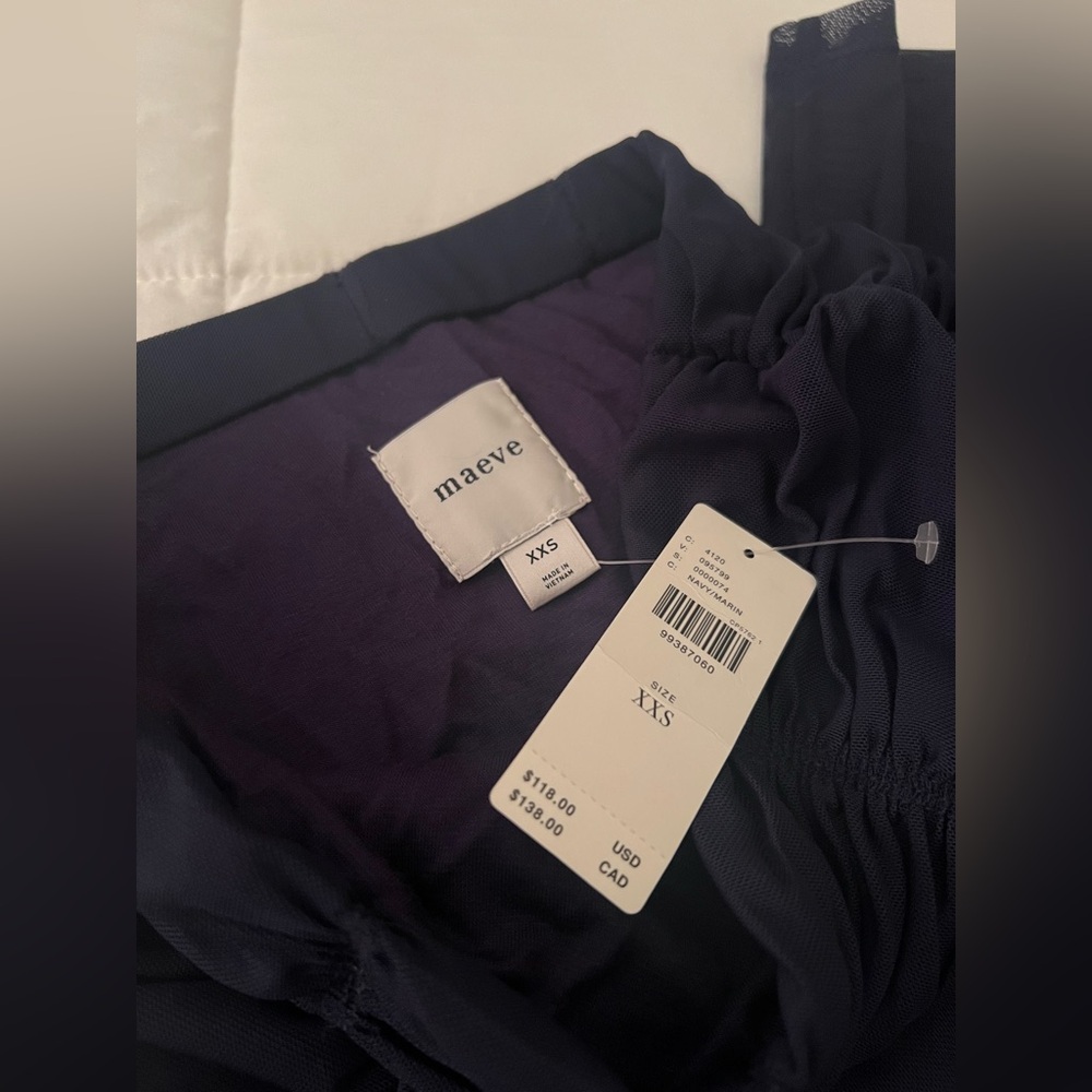 Anthropologie Maeve Dark Navy Blue Ruched Yoke Column Maxi Skirt - Picture 5 of 6